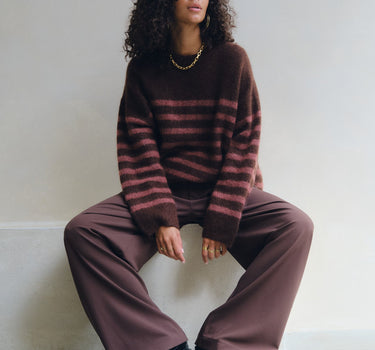 TILTIL Mulla Striped Mohair Pullover Bruin - Things I Like Things I Love