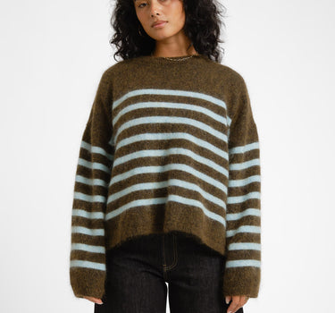 TILTIL Mulla Striped Mohair Pullover Dark Green - Things I Like Things I Love