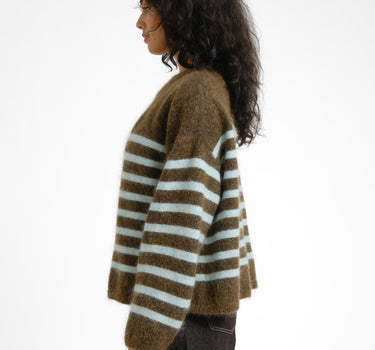 TILTIL Mulla Striped Mohair Pullover Dark Green - Things I Like Things I Love