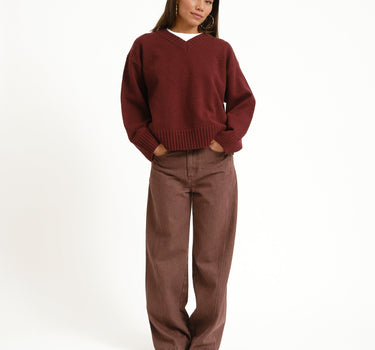 TILTIL Percy V-Neck Pullover Bordeaux - Things I Like Things I Love