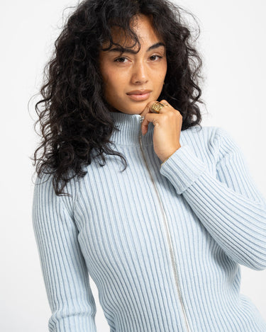 TILTIL Pixie Contrast Zipper Cardigan Lichtblauw - Things I Like Things I Love