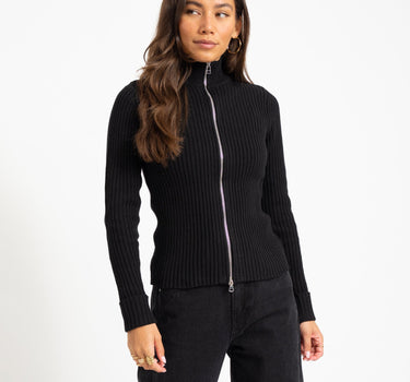 TILTIL Pixie Contrast Zipper Cardigan Zwart - Things I Like Things I Love
