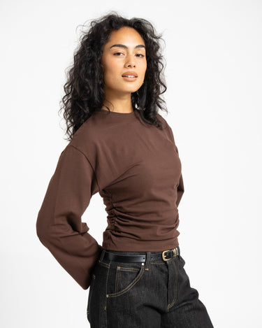 TILTIL Pleated Tammy Longsleeve Bruin - Things I Like Things I Love