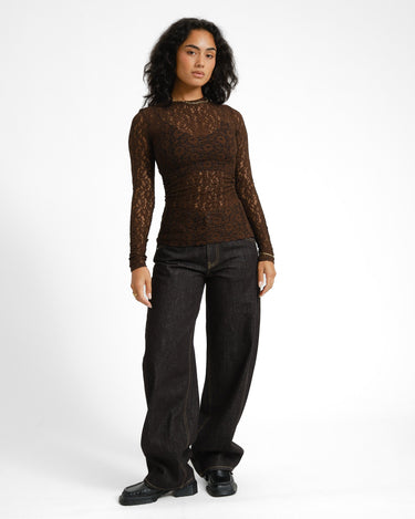 TILTIL Pleated Tara Lace Longsleeve Bruin - Things I Like Things I Love