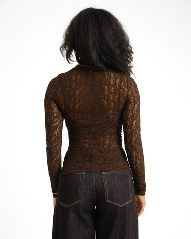 TILTIL Pleated Tara Lace Longsleeve Bruin - Things I Like Things I Love