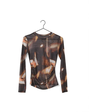 TILTIL Pleated Tara Mesh Longsleeve Brown Black - Things I Like Things I Love