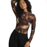 TILTIL Pleated Tara Mesh Longsleeve Brown Black - Things I Like Things I Love