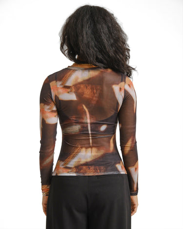 TILTIL Pleated Tara Mesh Longsleeve Brown Black - Things I Like Things I Love