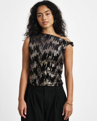 TILTIL Rapha Off Shoulder Sequins Top Black - Things I Like Things I Love