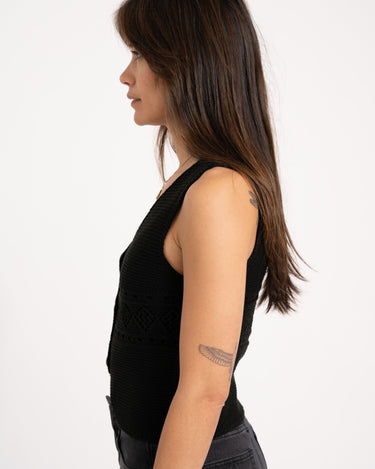 TILTIL Richelle Knit Top Button Black One Size - Things I Like Things I Love