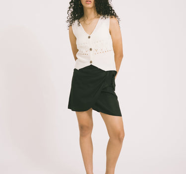 TILTIL Richelle Knit Top Button White One Size - Things I Like Things I Love