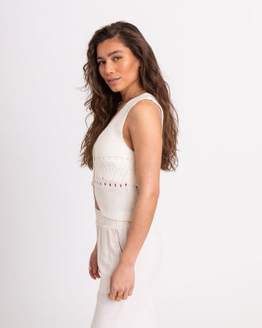 TILTIL Richelle Knit Top Button White One Size - Things I Like Things I Love