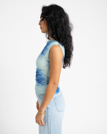 TILTIL Rody Mesh Top Turquoise Flower - Things I Like Things I Love