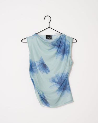 TILTIL Rody Mesh Top Turquoise Flower - Things I Like Things I Love