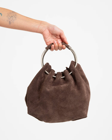 TILTIL Ruched Circle Bag Suede Brown - Things I Like Things I Love
