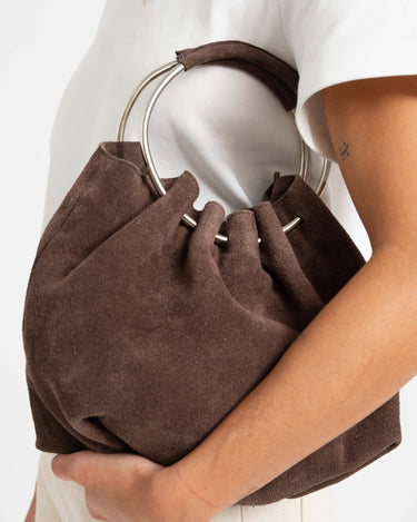 TILTIL Ruched Circle Bag Suede Brown - Things I Like Things I Love