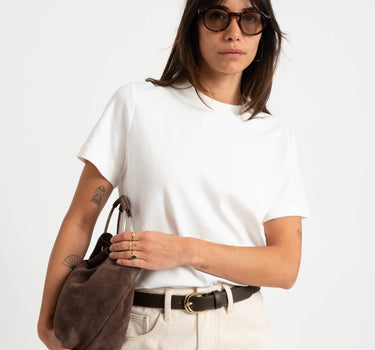 TILTIL Ruched Circle Bag Suede Brown - Things I Like Things I Love