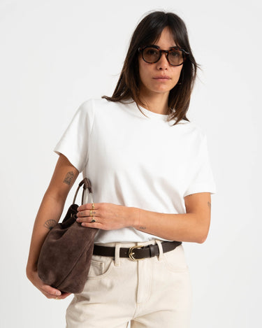 TILTIL Ruched Circle Bag Suede Brown - Things I Like Things I Love