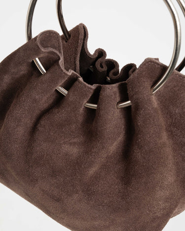TILTIL Ruched Circle Bag Suede Brown - Things I Like Things I Love