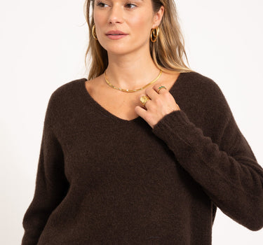 TILTIL Sapha V - neck Knit Brown One Size - Things I Like Things I Love