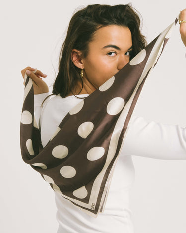 TILTIL Satin Scarf Dots Brown - Things I Like Things I Love