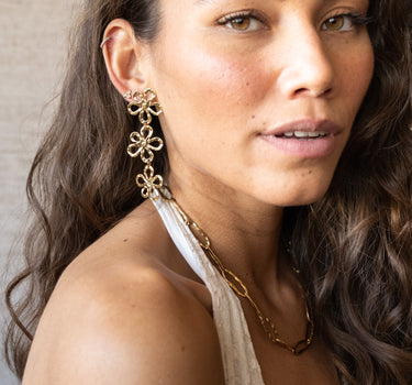 TILTIL Set of 2 Earrings Flower Long Gold - Things I Like Things I Love