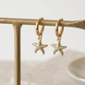 TILTIL Set Of 2 Earrings Gold Plated Hoop Seastar Gold - Things I Like Things I Love