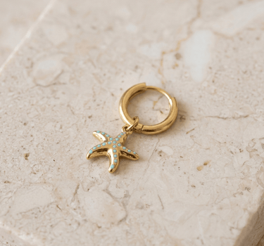TILTIL Set Of 2 Earrings Gold Plated Hoop Seastar Gold - Things I Like Things I Love