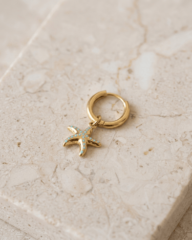 TILTIL Set Of 2 Earrings Gold Plated Hoop Seastar Gold - Things I Like Things I Love