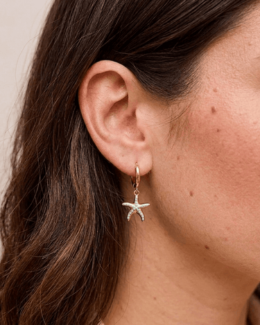 TILTIL Set Of 2 Earrings Gold Plated Hoop Seastar Gold - Things I Like Things I Love