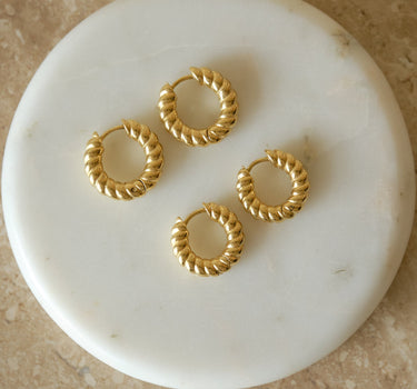TILTIL SET OF 2 Earrings Small Hoop Chunky Gold - Things I Like Things I Love