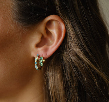 TILTIL Set of 2 Earrings Zircon Chunky Turquoise - Things I Like Things I Love