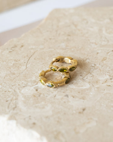 TILTIL Set of 2 Hoop Goldplated Olive Zircon - Things I Like Things I Love