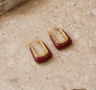 TILTIL Set of 2 Hoops Torty Burgundy Gold - Things I Like Things I Love