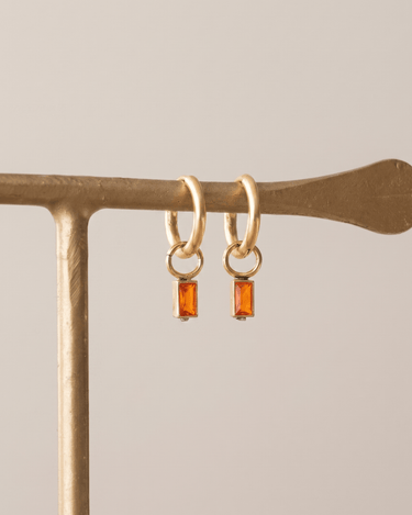 TILTIL Set van 2 Crystal Bar Zircon Earrings Oranje Goud - Things I Like Things I Love