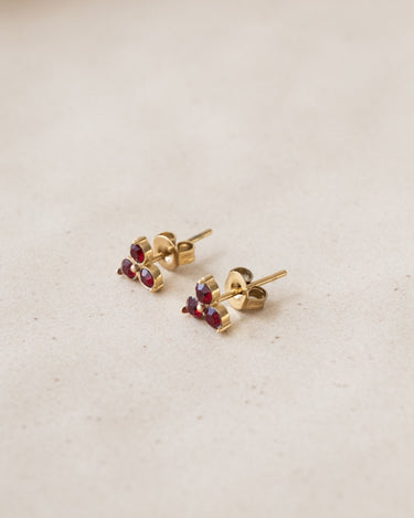 TILTIL Set van 2 Earrings Zircon Stud Goud Bordeaux - Things I Like Things I Love