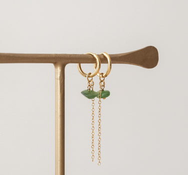 TILTIL Set van 2 Gem Chain Drop Earrings Goud Groen - Things I Like Things I Love