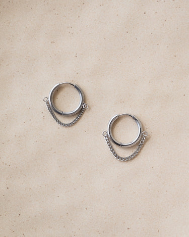 TILTIL Set van 2 Layered Chain Hoop Earrings Zilver - Things I Like Things I Love