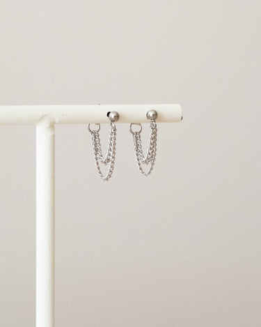 TILTIL Set van 2 Layered Chain Stud Earrings Zilver - Things I Like Things I Love