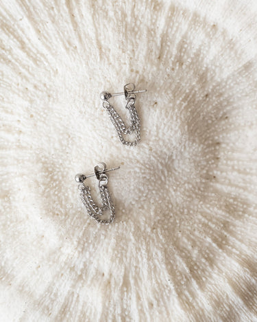 TILTIL Set van 2 Layered Chain Stud Earrings Zilver - Things I Like Things I Love