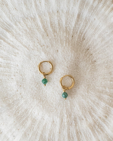 TILTIL Set van 2 Love Gemstone Earrings Gold Emerald - Things I Like Things I Love
