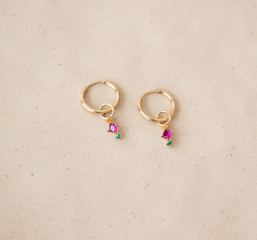 TILTIL Set van 2 Posy Zircon Earrings Multi Goud - Things I Like Things I Love