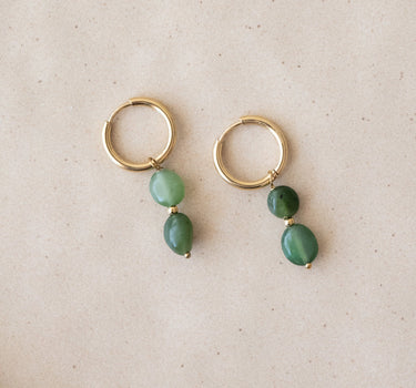 TILTIL Set van 2 Twin Gem Drop Earrings Groen Goud - Things I Like Things I Love