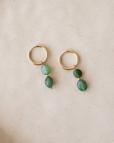 TILTIL Set van 2 Twin Gem Drop Earrings Groen Goud - Things I Like Things I Love