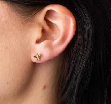 TILTIL Set van 2 Zircon Stud Earrings Goud Bruin - Things I Like Things I Love
