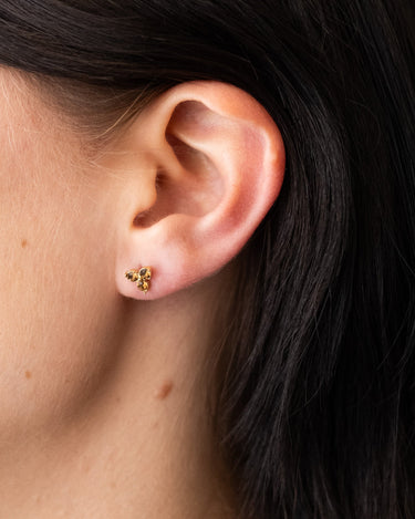 TILTIL Set van 2 Zircon Stud Earrings Goud Bruin - Things I Like Things I Love