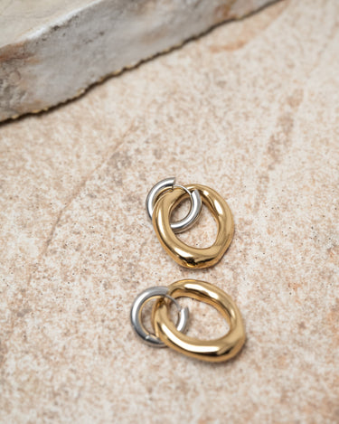 TILTIL Single Hoop Statement Duo Silver Gold - Things I Like Things I Love