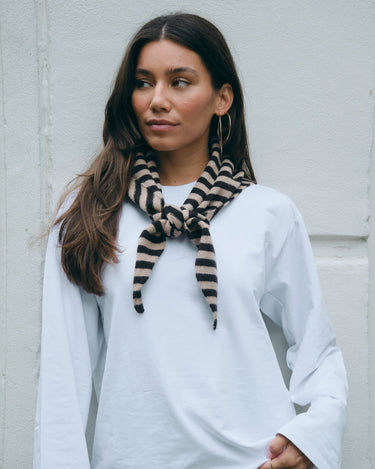 TILTIL Sjaal Triangle Loulou Light Brown Dark Brown Stripe - Things I Like Things I Love
