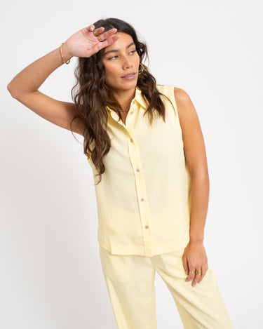 TILTIL Sleeveless Juna Tencel Blouse Yellow - Things I Like Things I Love