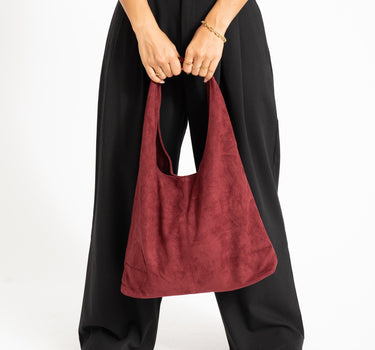 TILTIL Slouchy Faux Suede Bag Bordeaux - Things I Like Things I Love